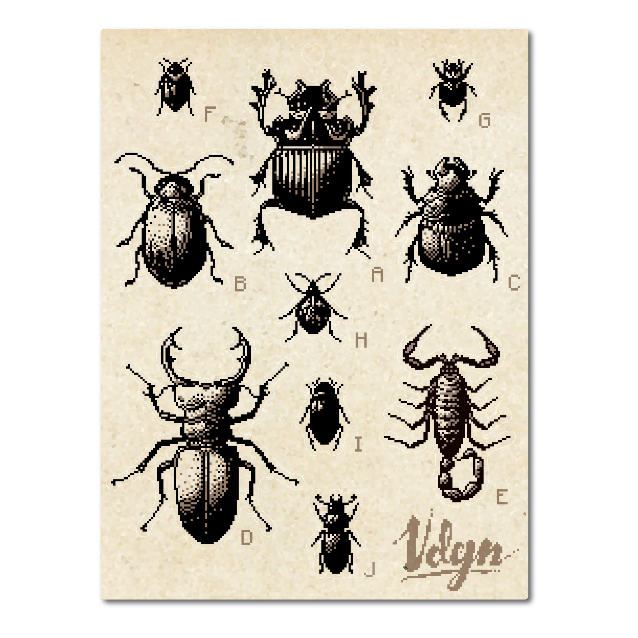 8 Bit Insects 8 Bit Beetles Sticker Sheet – Vardagen